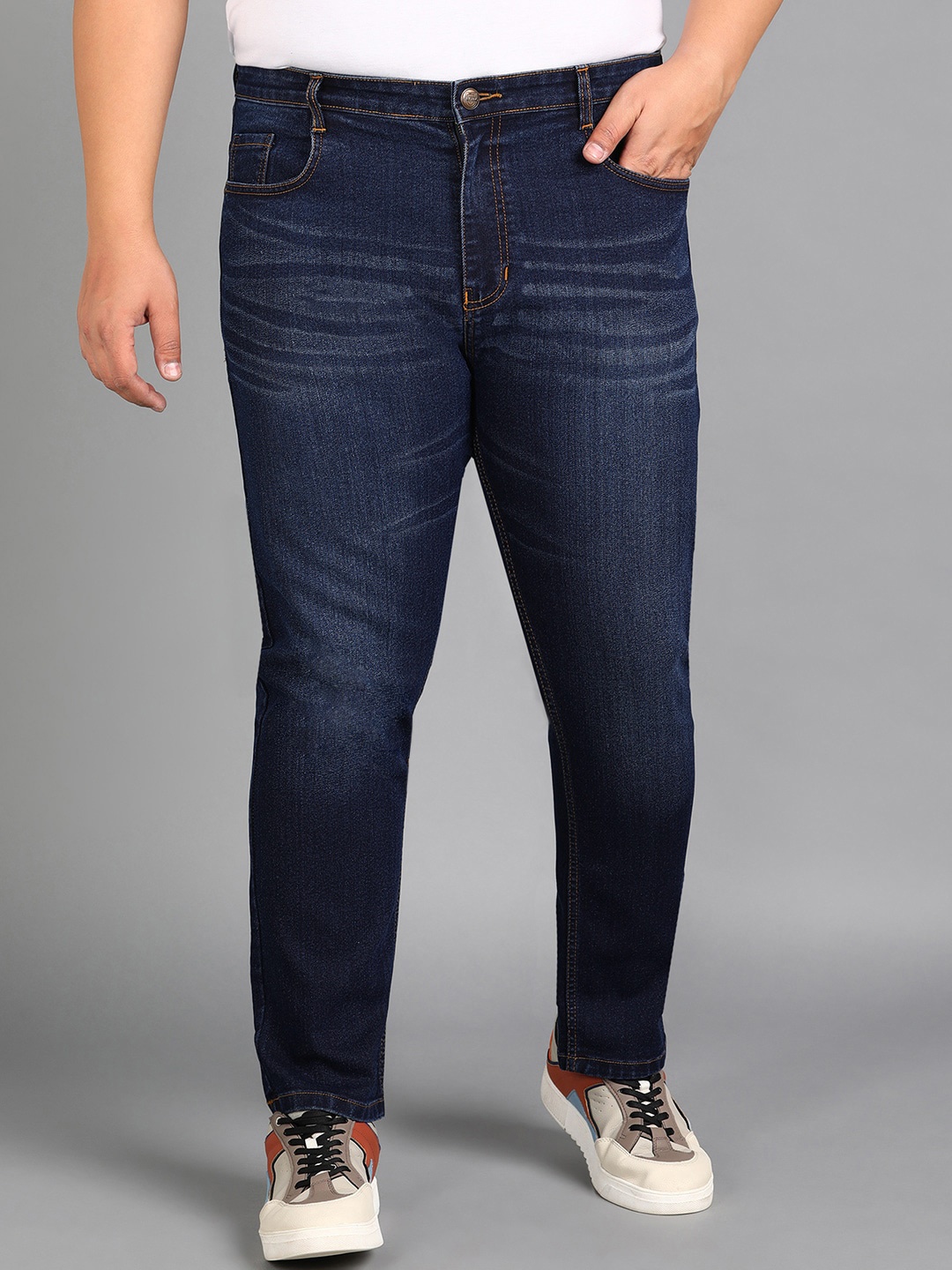 

Urbano Plus Men Slim Fit Light Fade Stretchable Jeans, Navy blue