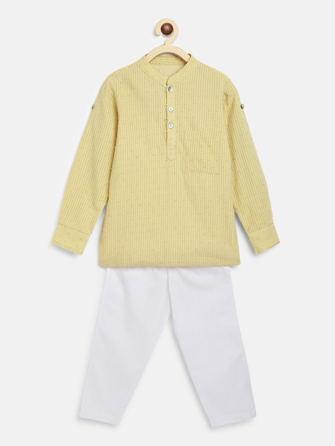 

charkhee Boys Regular Pure Cotton Kurta with Pyjamas, Yellow