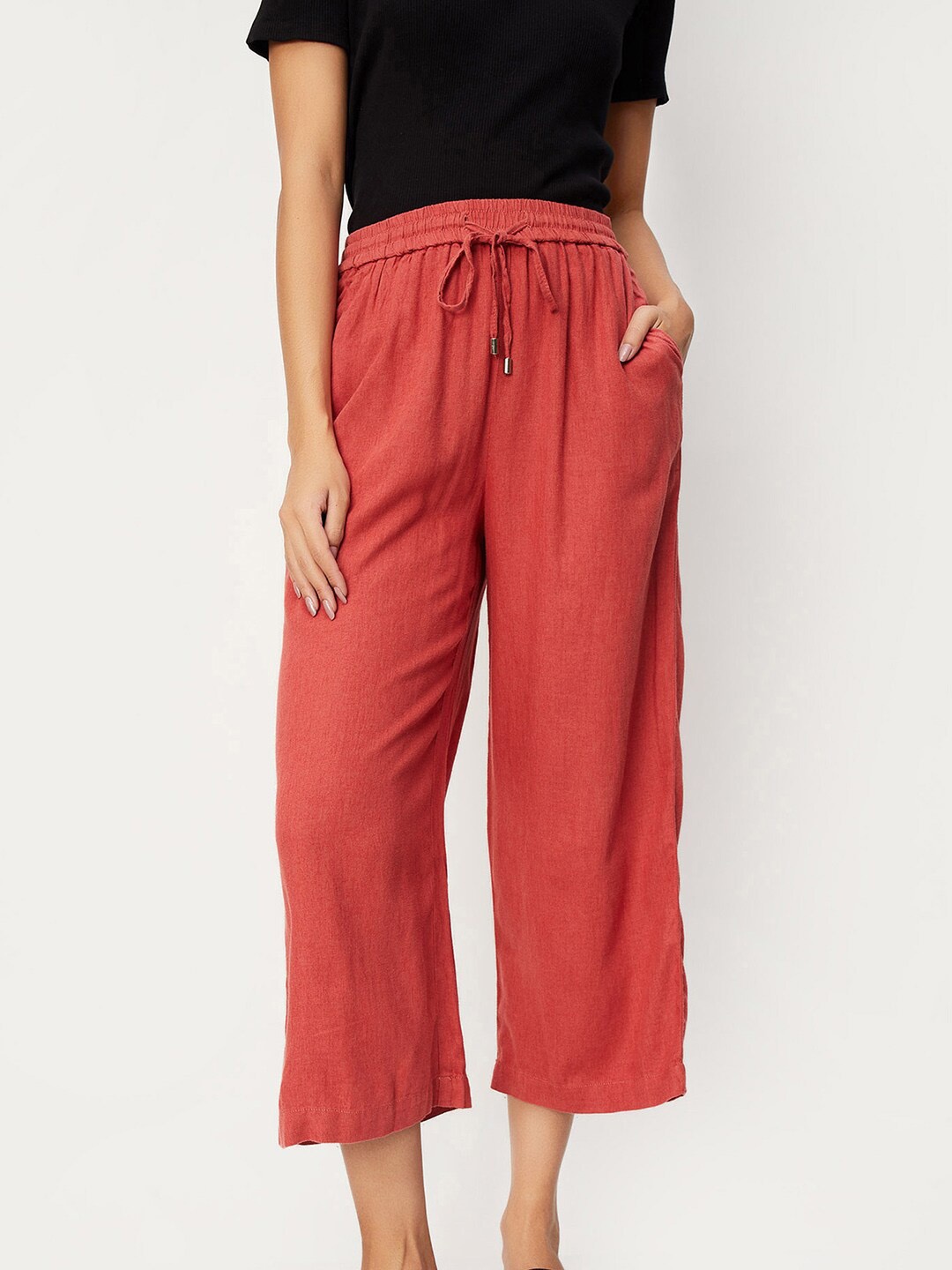 

max Women Regular Fit Mid-Rise Cotton Culottes, Red