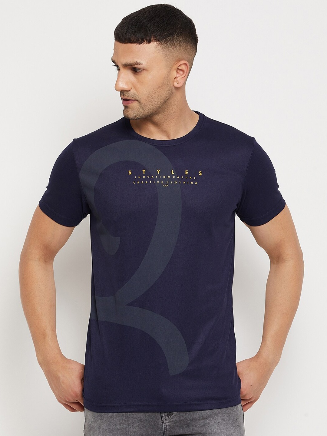

Parcel Yard Typography Printed Casual T-Shirt, Navy blue