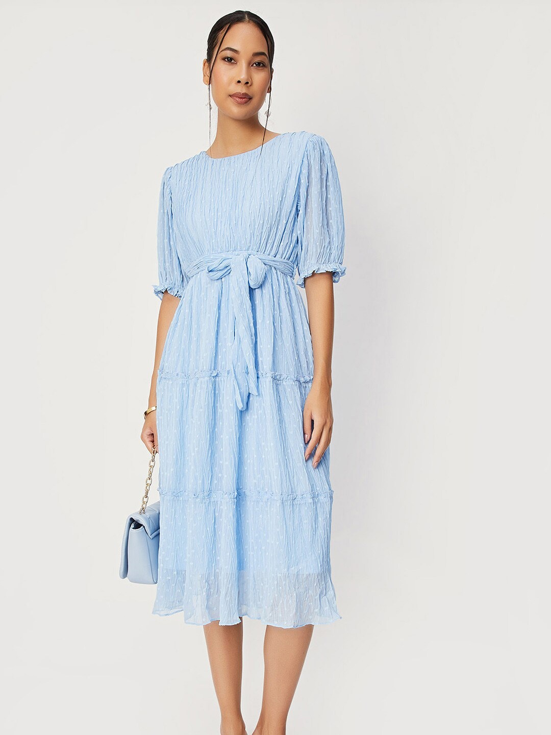 

max Self Designed A-Line Midi Dress, Blue