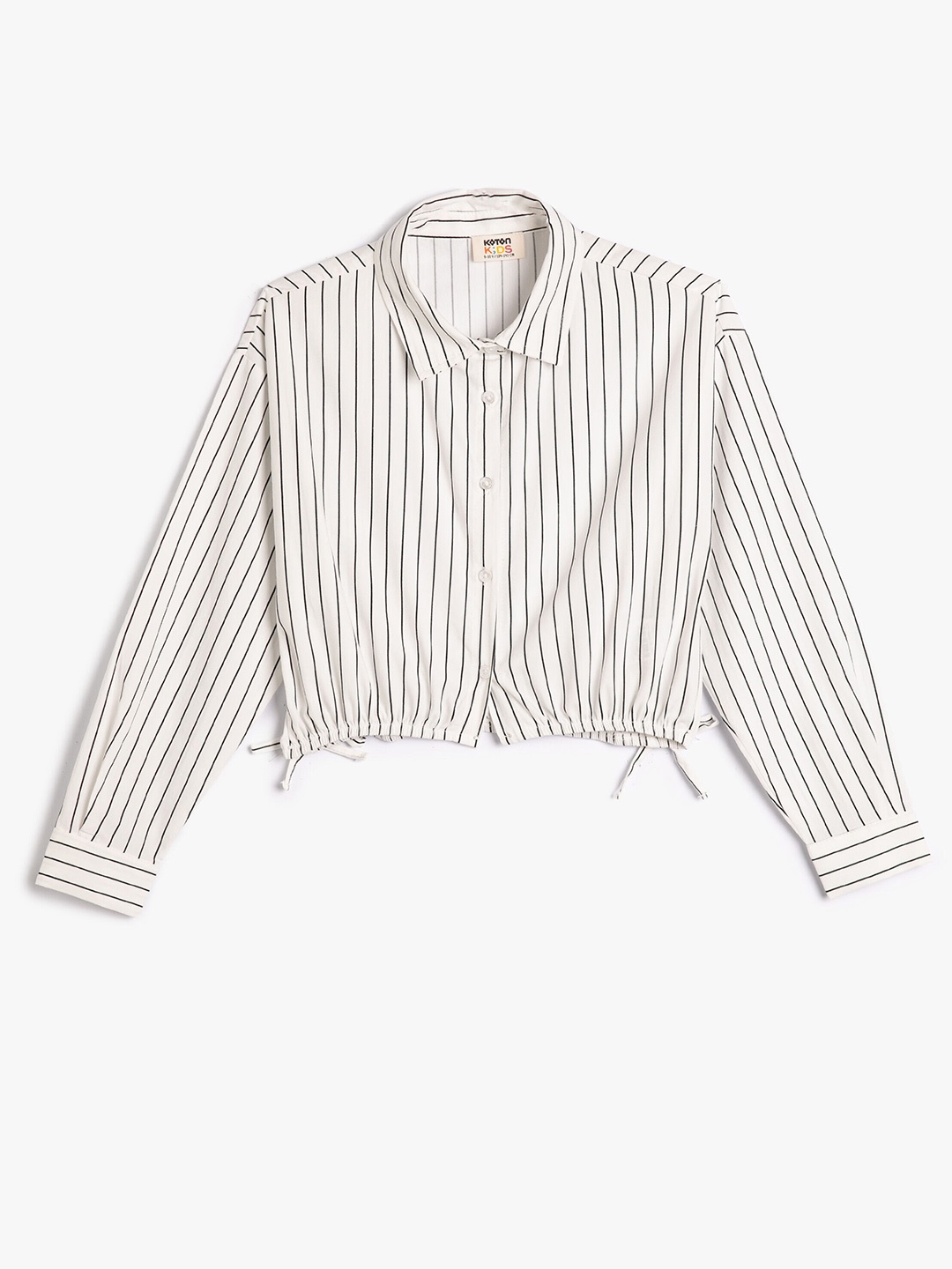 

Koton Girls Vertical Striped Casual Pure Cotton Shirt, Off white