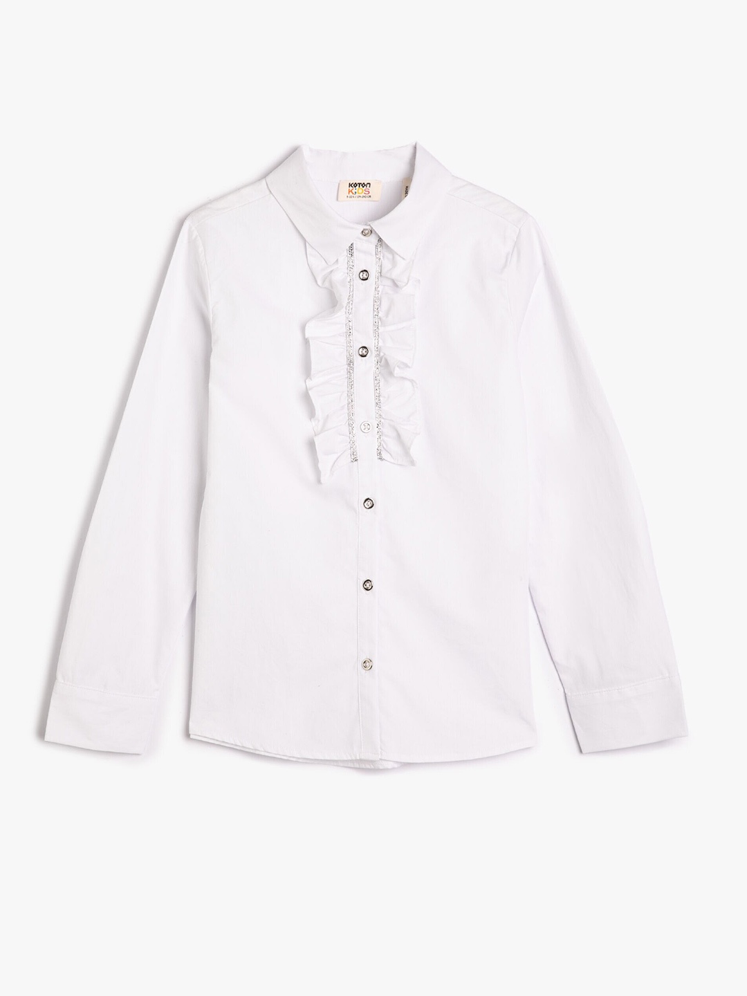 

Koton Girls Ruffle Detail Pure Cotton Shirt Style Top, Off white