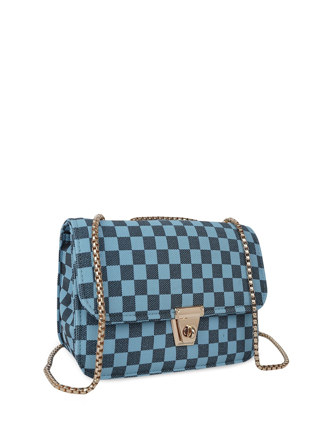 

SHINING STAR Geometric Printed Structured Sling Bag, Blue