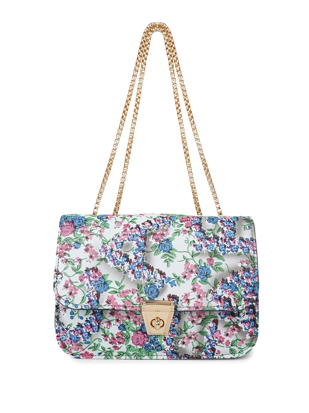 

SHINING STAR Floral Printed Structured Sling Bag, Blue