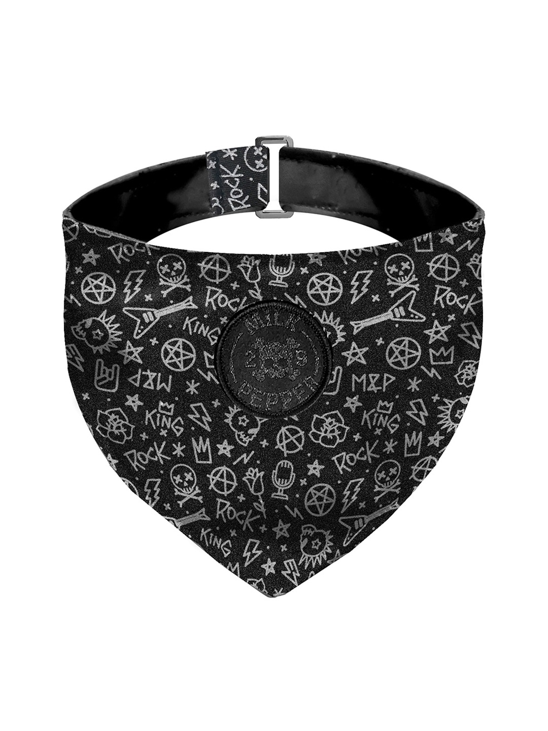 

Milk & Pepper Black Graphic Printed Cotton Dog Bandana