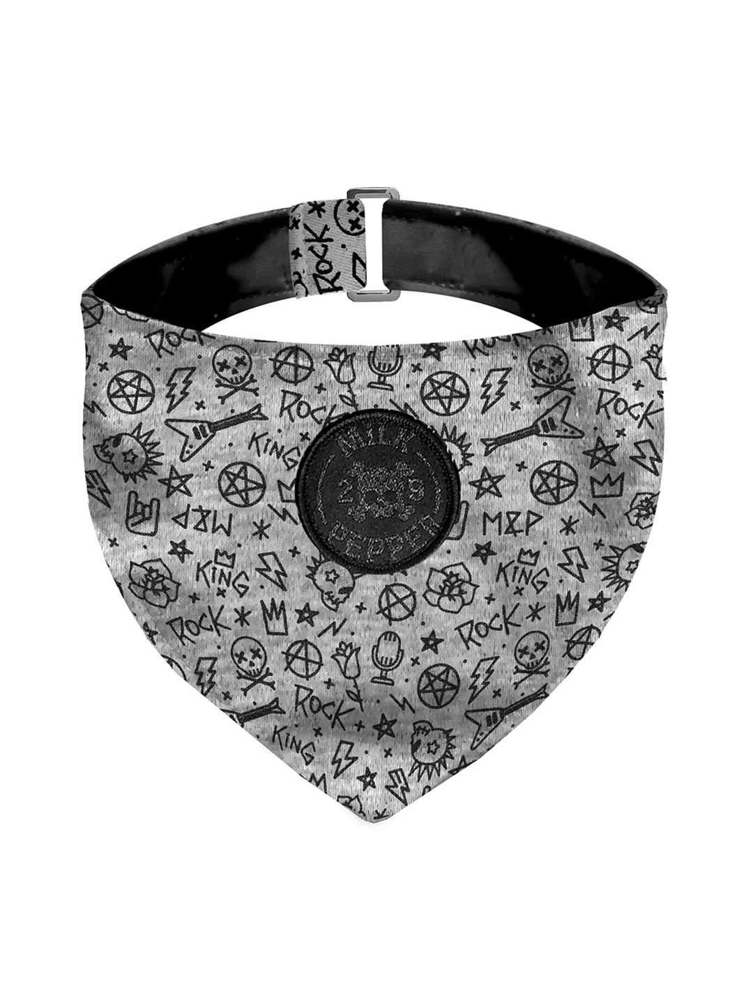 

Milk & Pepper Grey Graphic Printed Pure Cotton Dog Scott Bandana