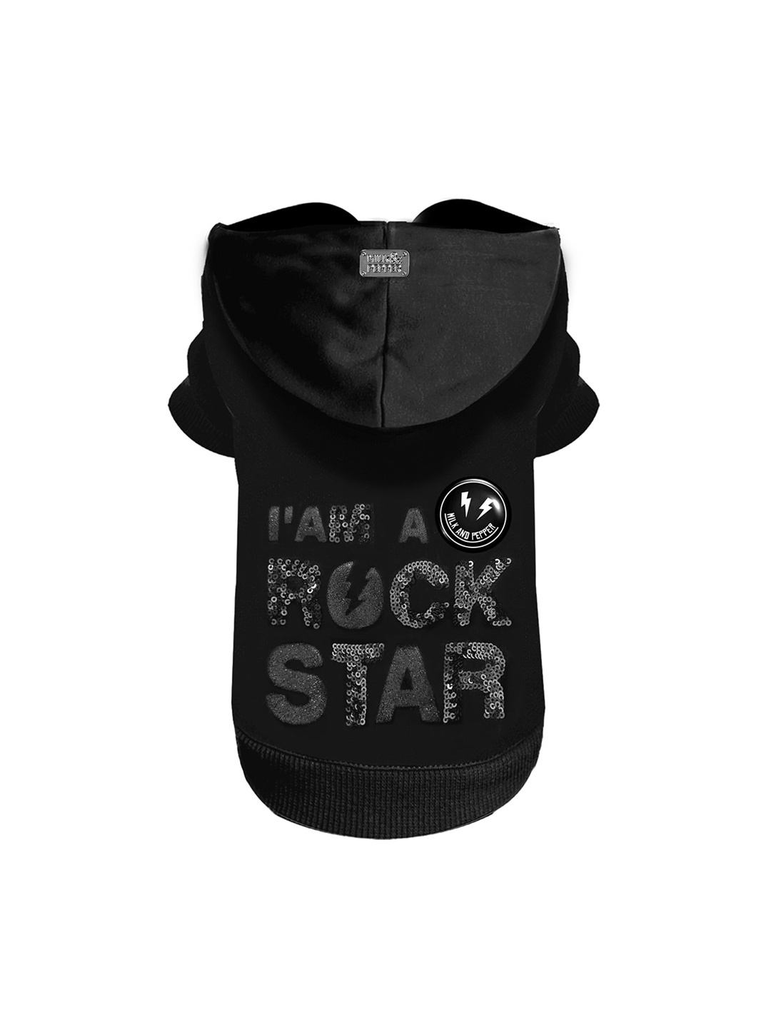 

Milk & Pepper Black Embellished Dog Hooded Sweatshirt