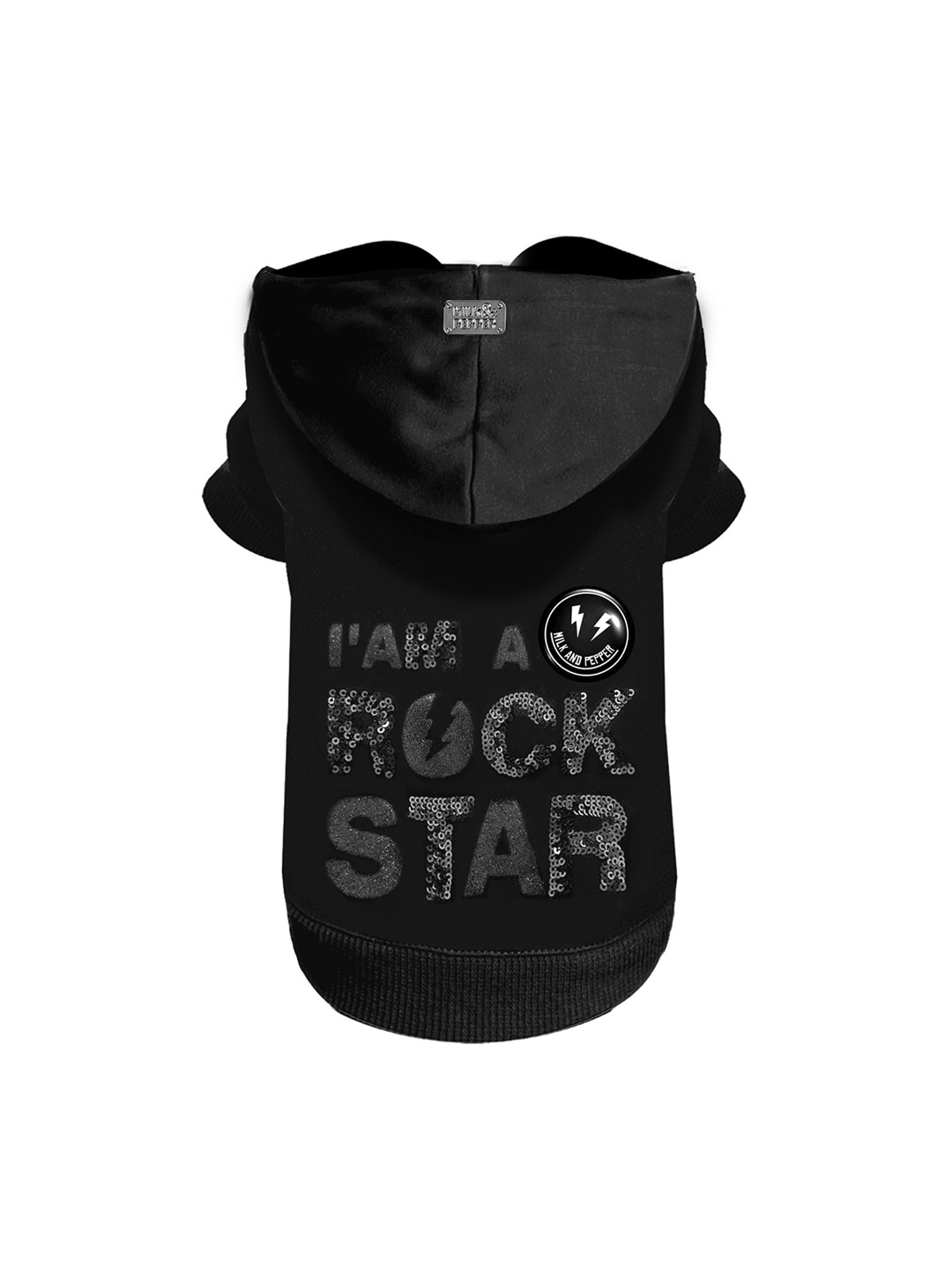 

Milk & Pepper Black Sequinned Embellished Dog Hooded Sweatshirt