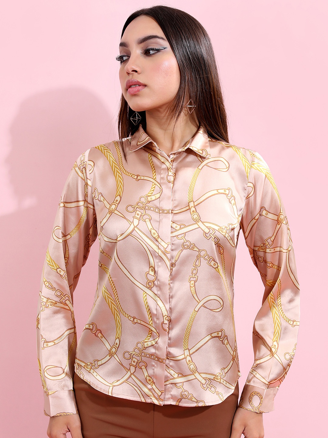 

Tokyo Talkies Spread Collar Crop Casual Shirt, Lavender