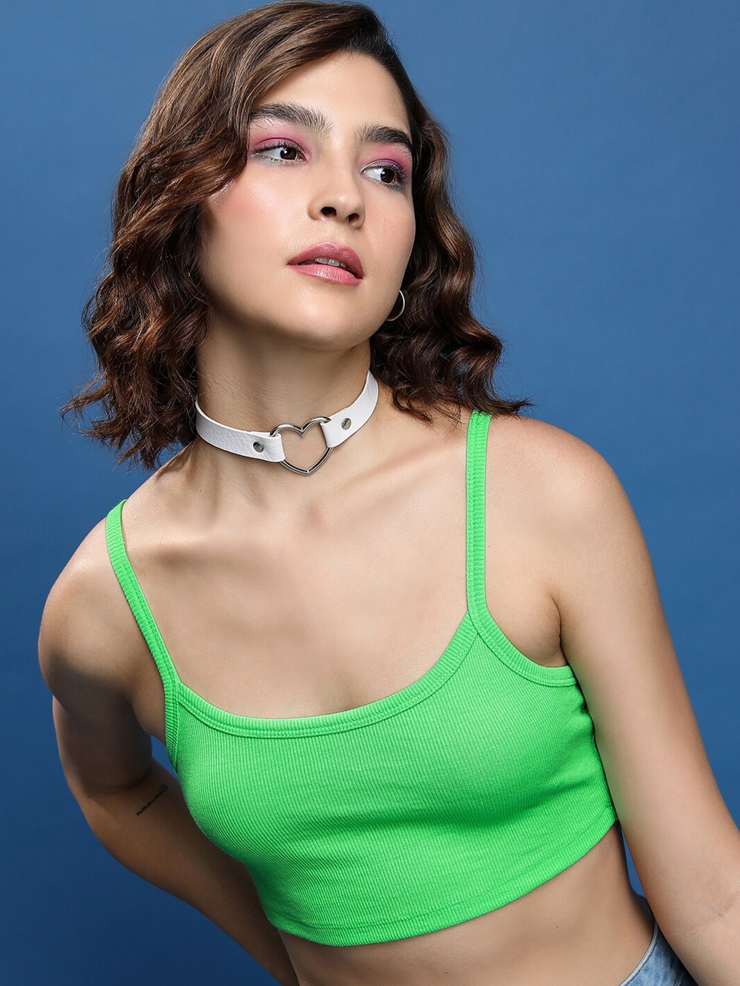 

Tokyo Talkies Shoulder Straps Bralette Crop Top, Green