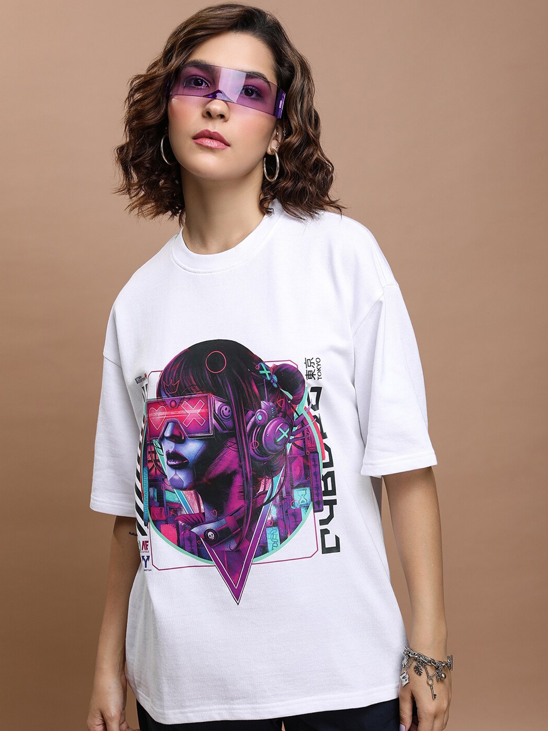 

Tokyo Talkies Graphic Printed Drop-Shoulder Oversized T-shirt, White