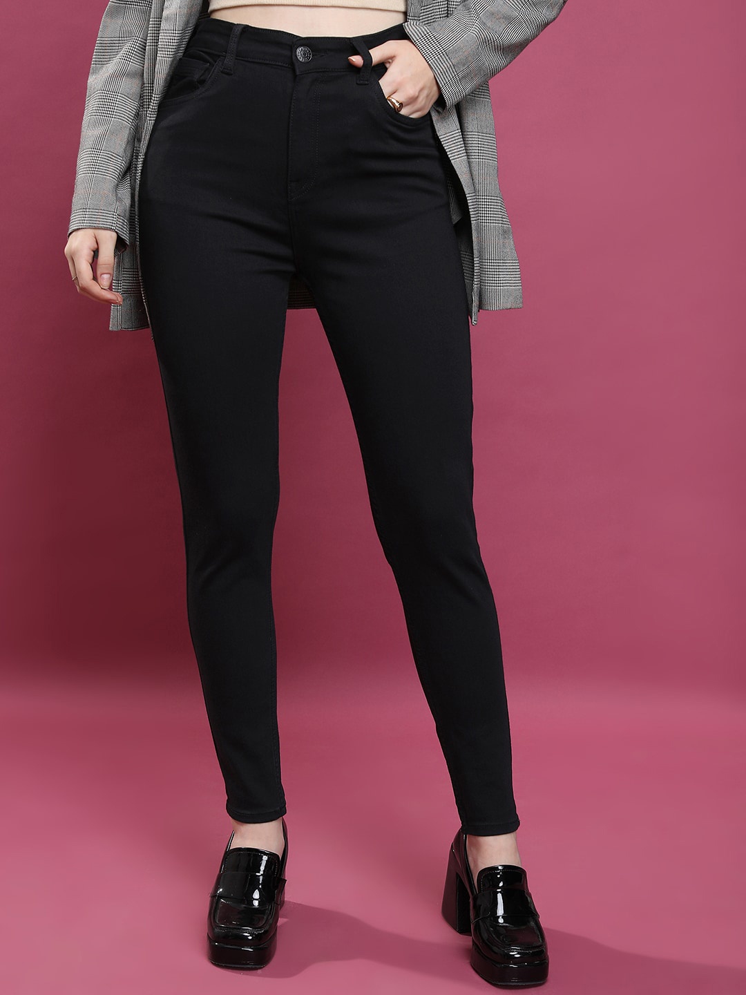 

Basics By Tokyo Talkies Women Skinny Fit Clean Look Stretchable Jeans, Black