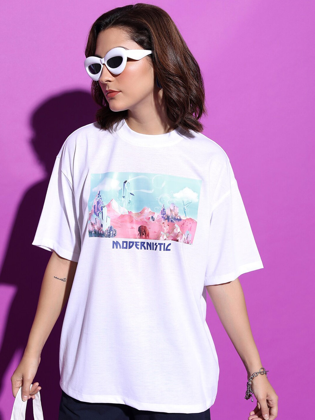 

Tokyo Talkies Graphic Printed Oversized T-shirt, White
