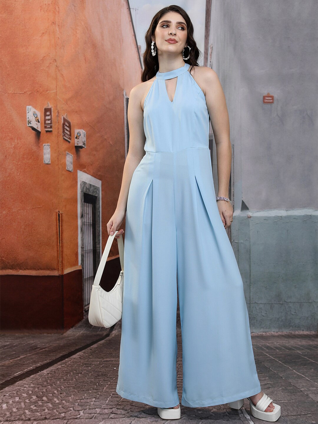 

Tokyo Talkies Blue Halter Neck Basic Jumpsuit