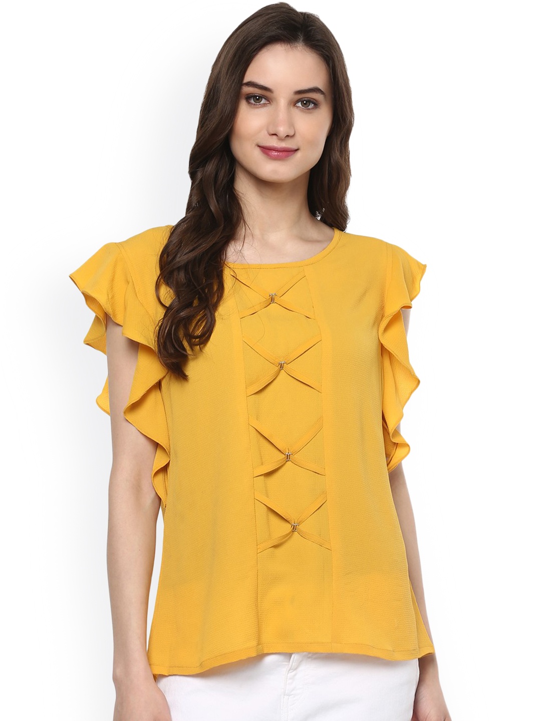 

Pannkh Women Yellow Solid Top