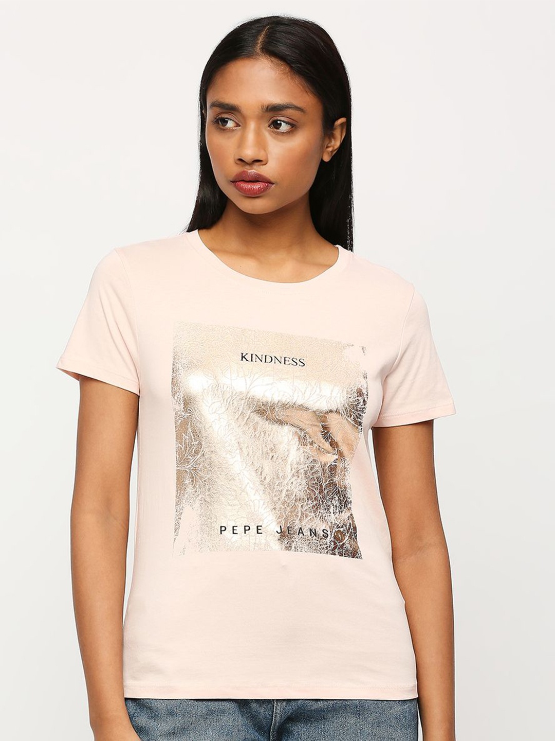 

Pepe Jeans Typography Printed Pure Cotton T-shirt, Pink