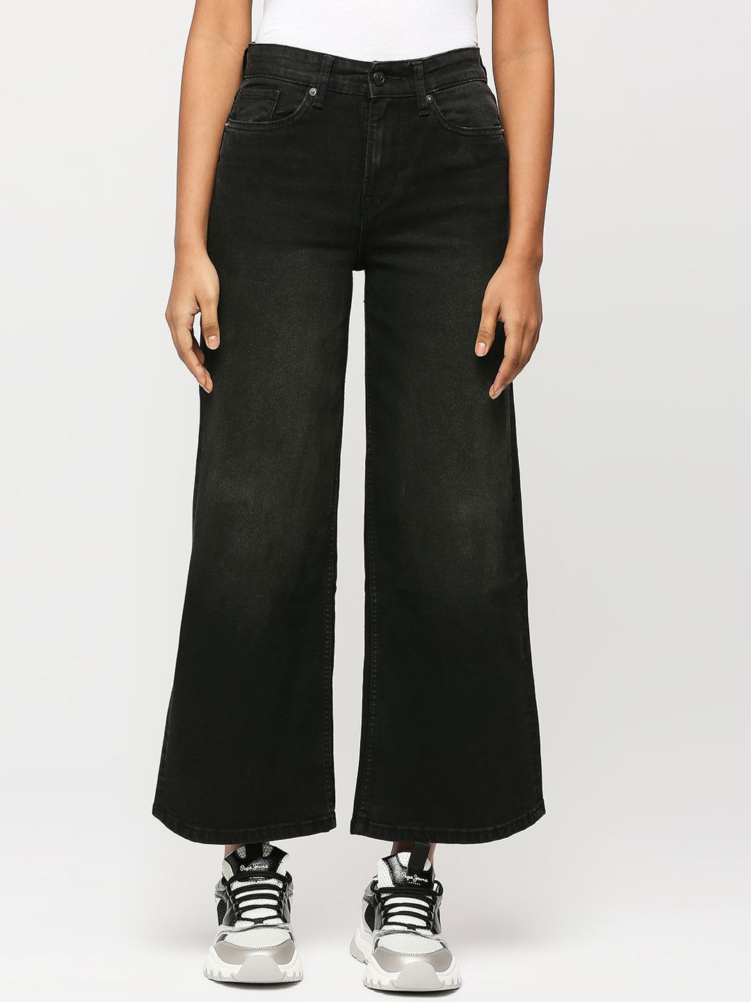 

Pepe Jeans Women Wide Leg High-Rise Clean Look Stretchable Jeans, Black