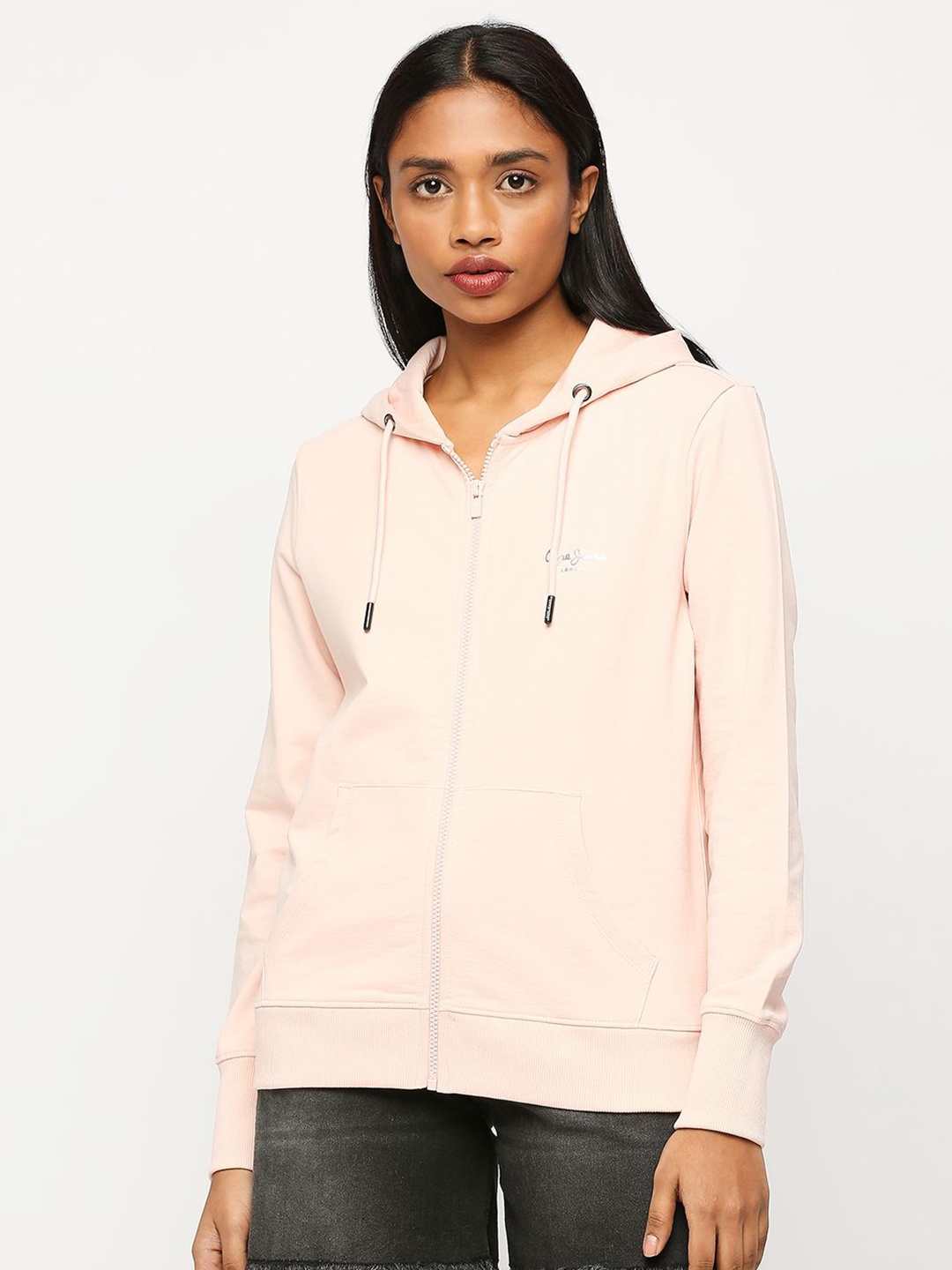 

Pepe Jeans Hooded Pure Cotton Front-Open Sweatshirt, Pink