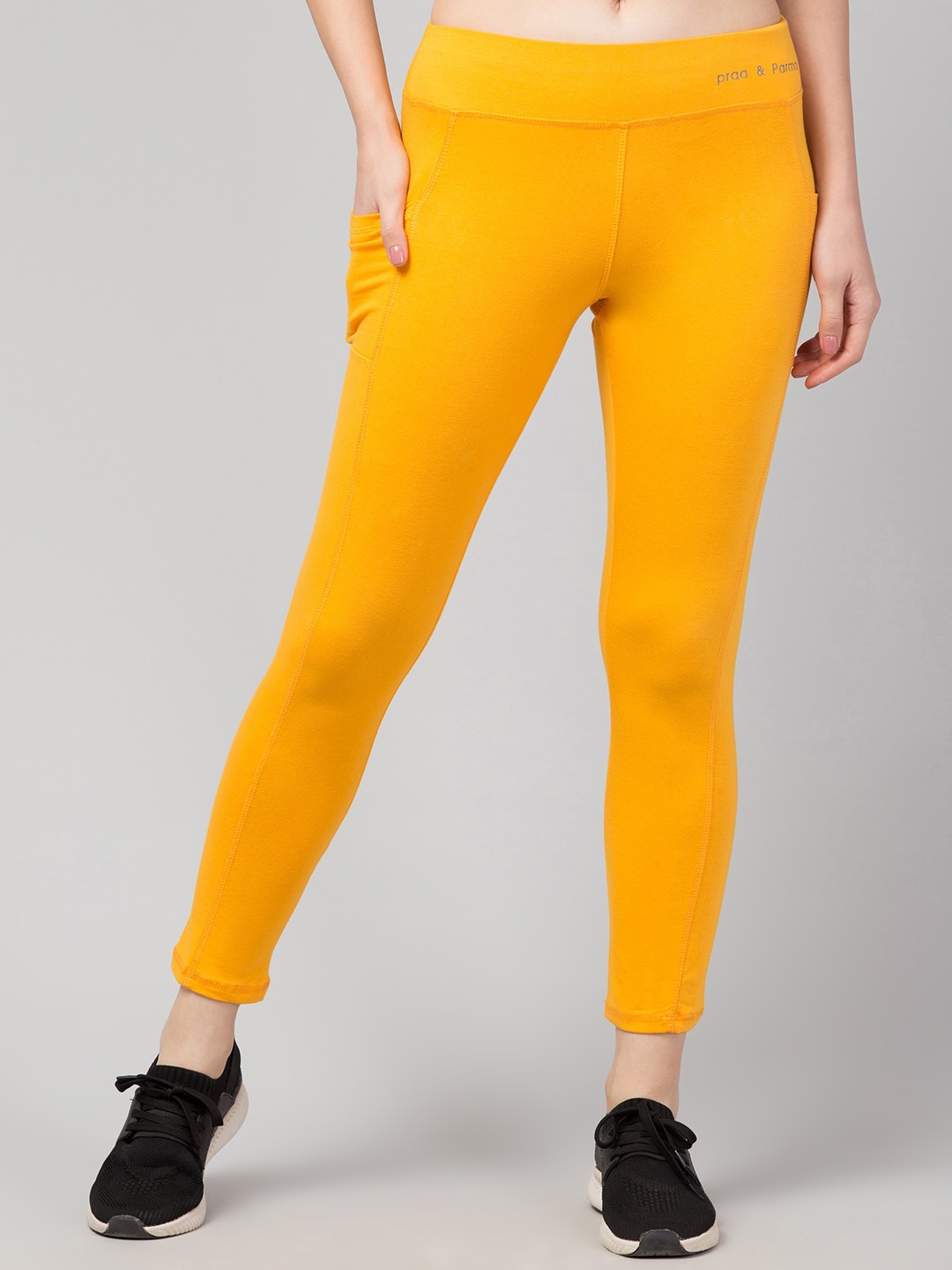 

Apraa & Parma Slim Fit Ankle Length Tights, Mustard