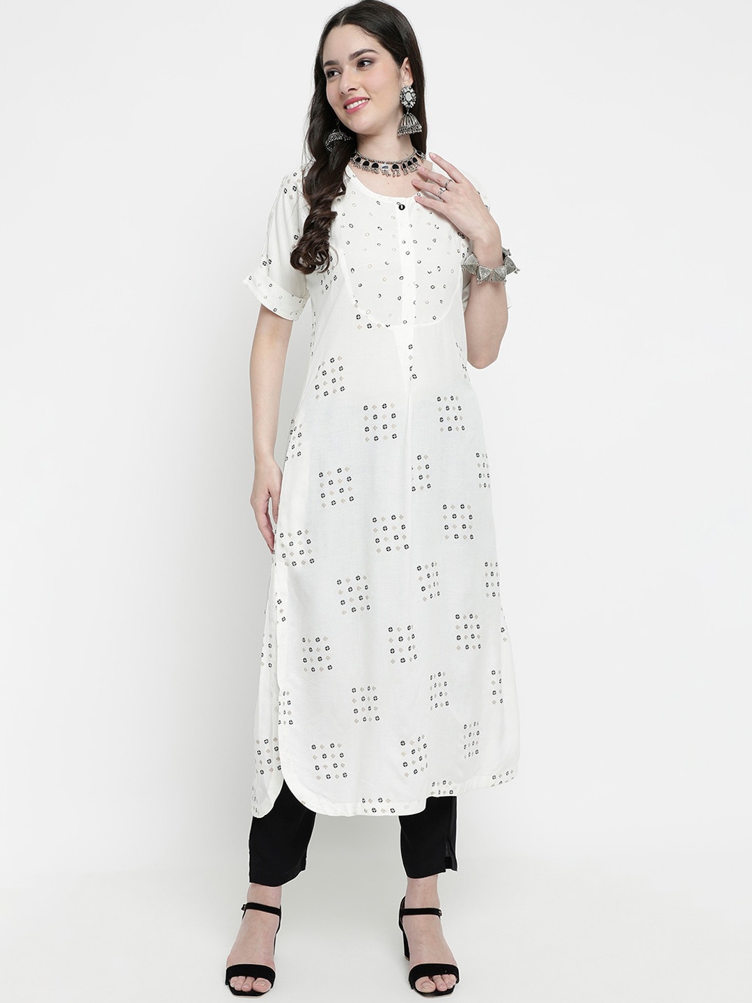

aayusika Ethnic Motifs Printed Regular Kurta, White