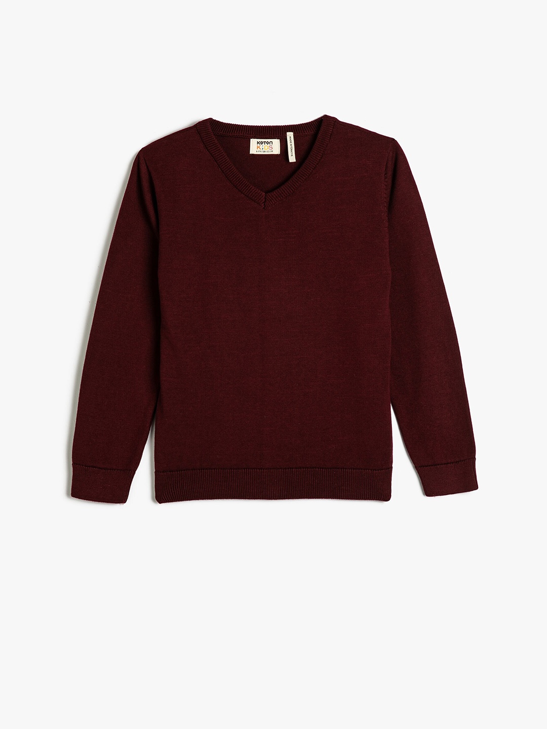 

Koton Boys V-Neck Pure Cotton Pullover Sweater, Maroon