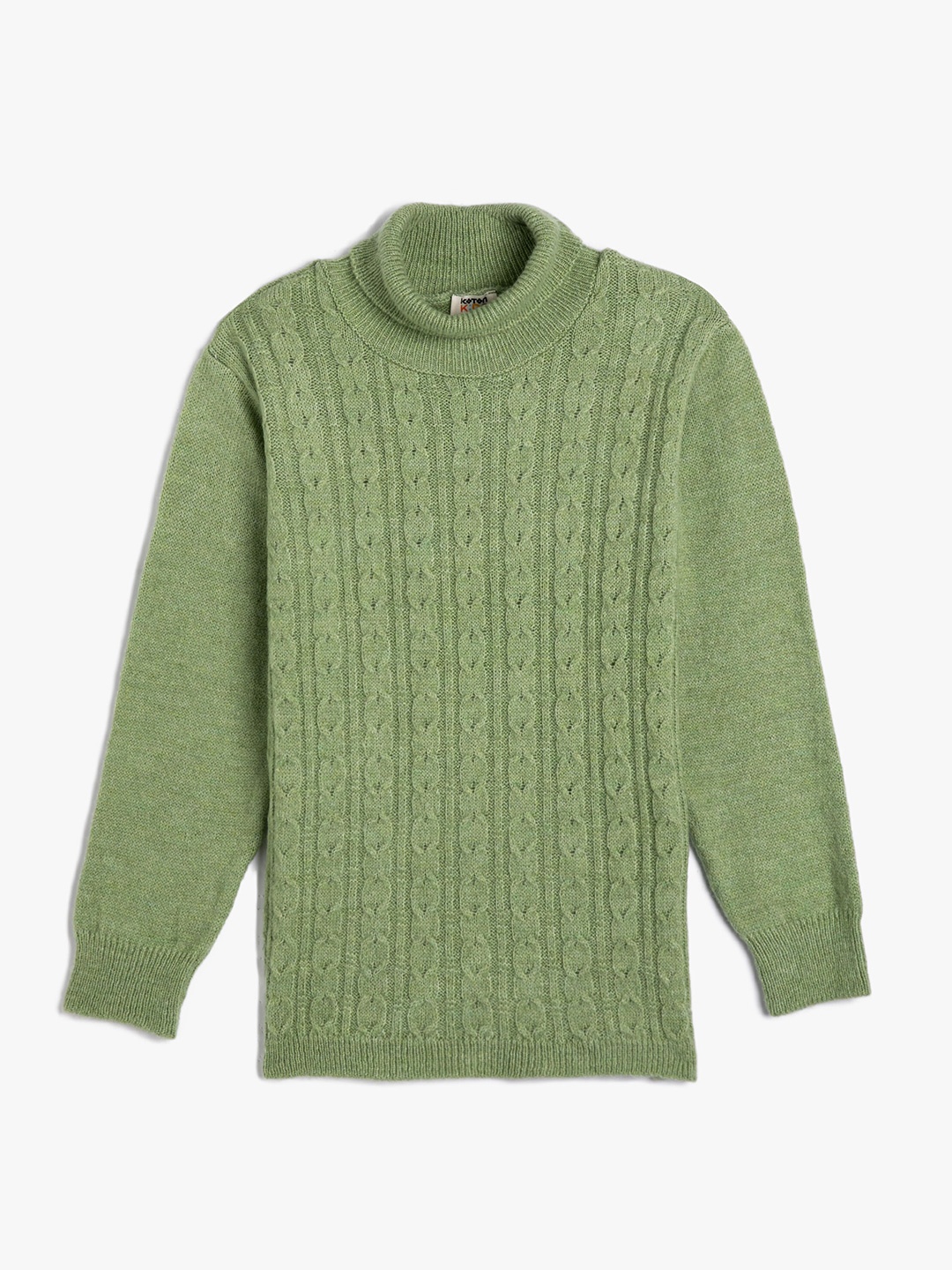 

Koton Girls Green Cable Knit Pullover