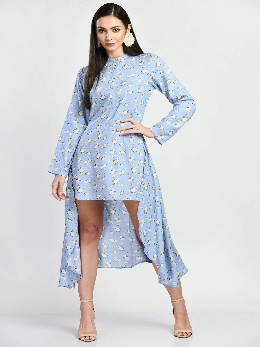 

DressBerry Floral Printed Chiffon A-Line Midi Dress, Blue