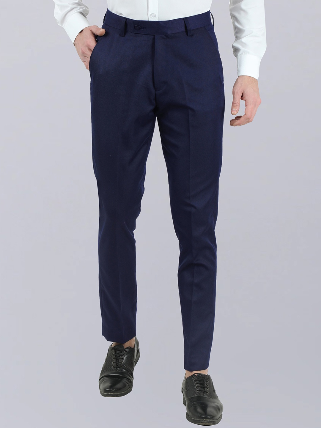 

VEI SASTRE Men Smart Slim Fit Formal Trousers, Navy blue