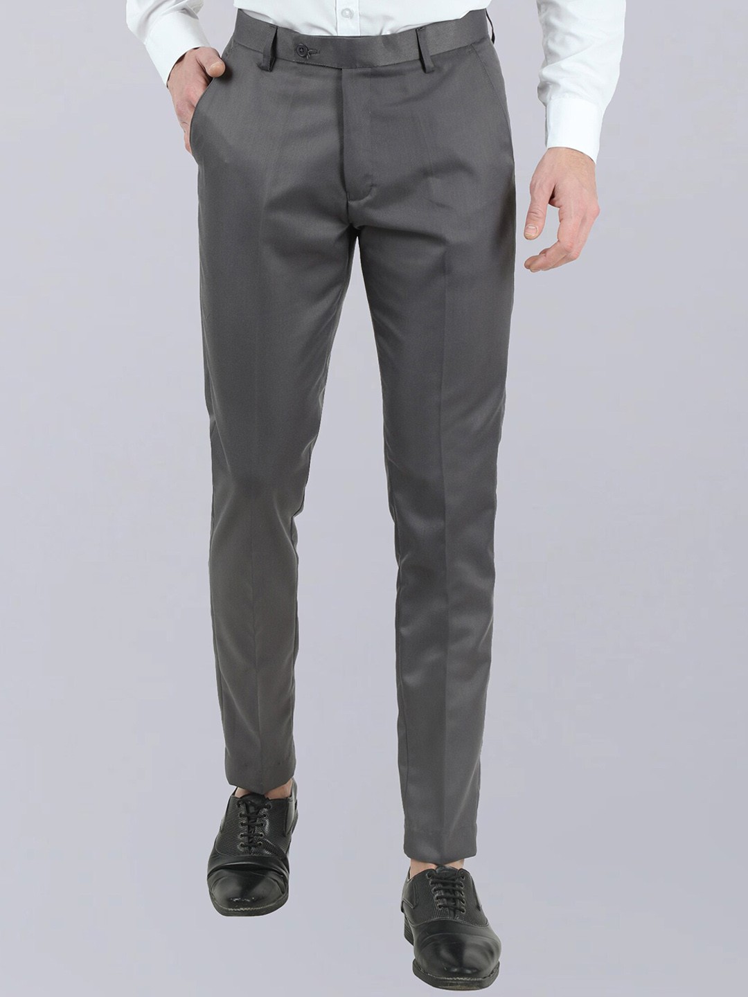 

VEI SASTRE Men Smart Slim Fit Formal Trousers, Grey