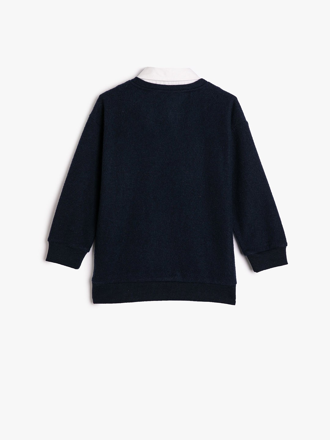 

Koton Boys Shirt Collar Ribbed Cotton Pullover Sweatshirt, Navy blue