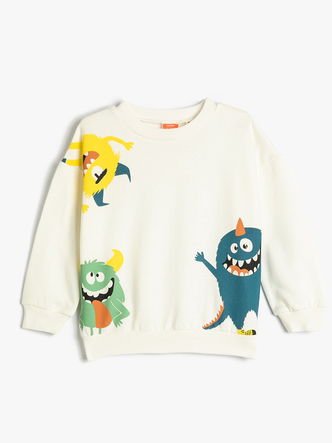 

Koton Boys Graphic Printed Pure Cotton Pullover Sweatshirt, Off white