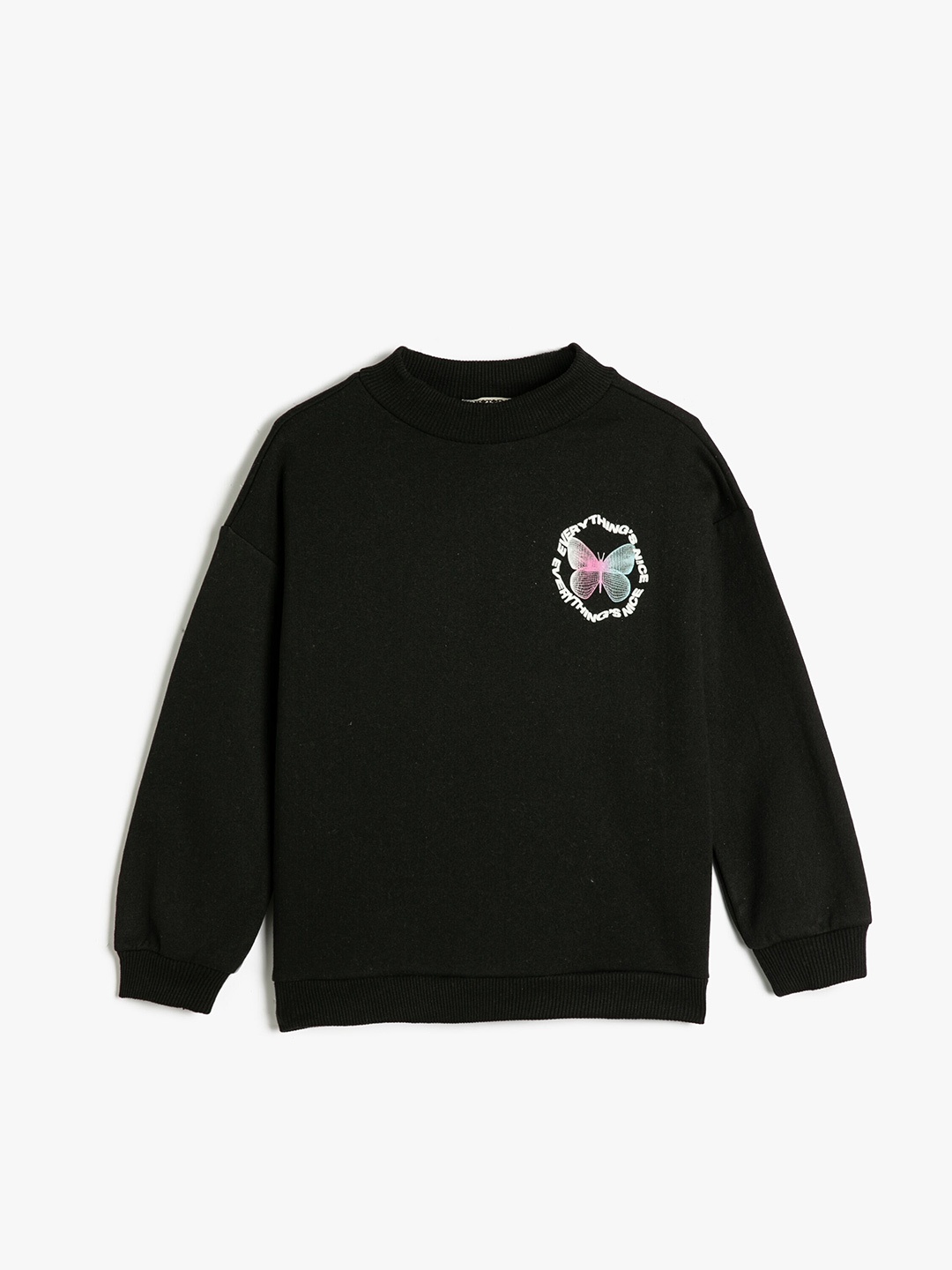 

Koton Girls Graphic Printed Pullover, Black