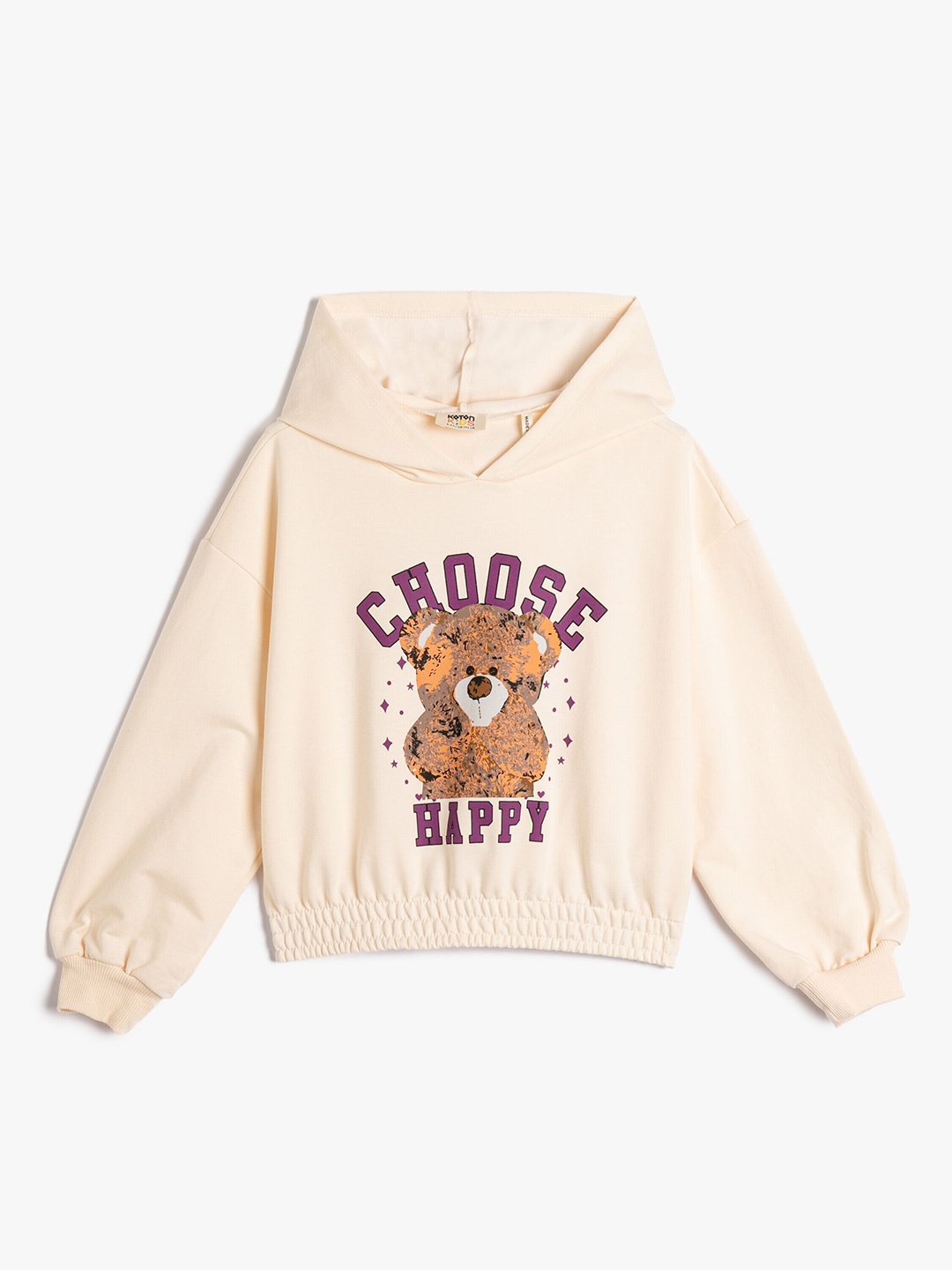 

Koton Girls Printed Hooded Pullover Sweatshirt, Beige