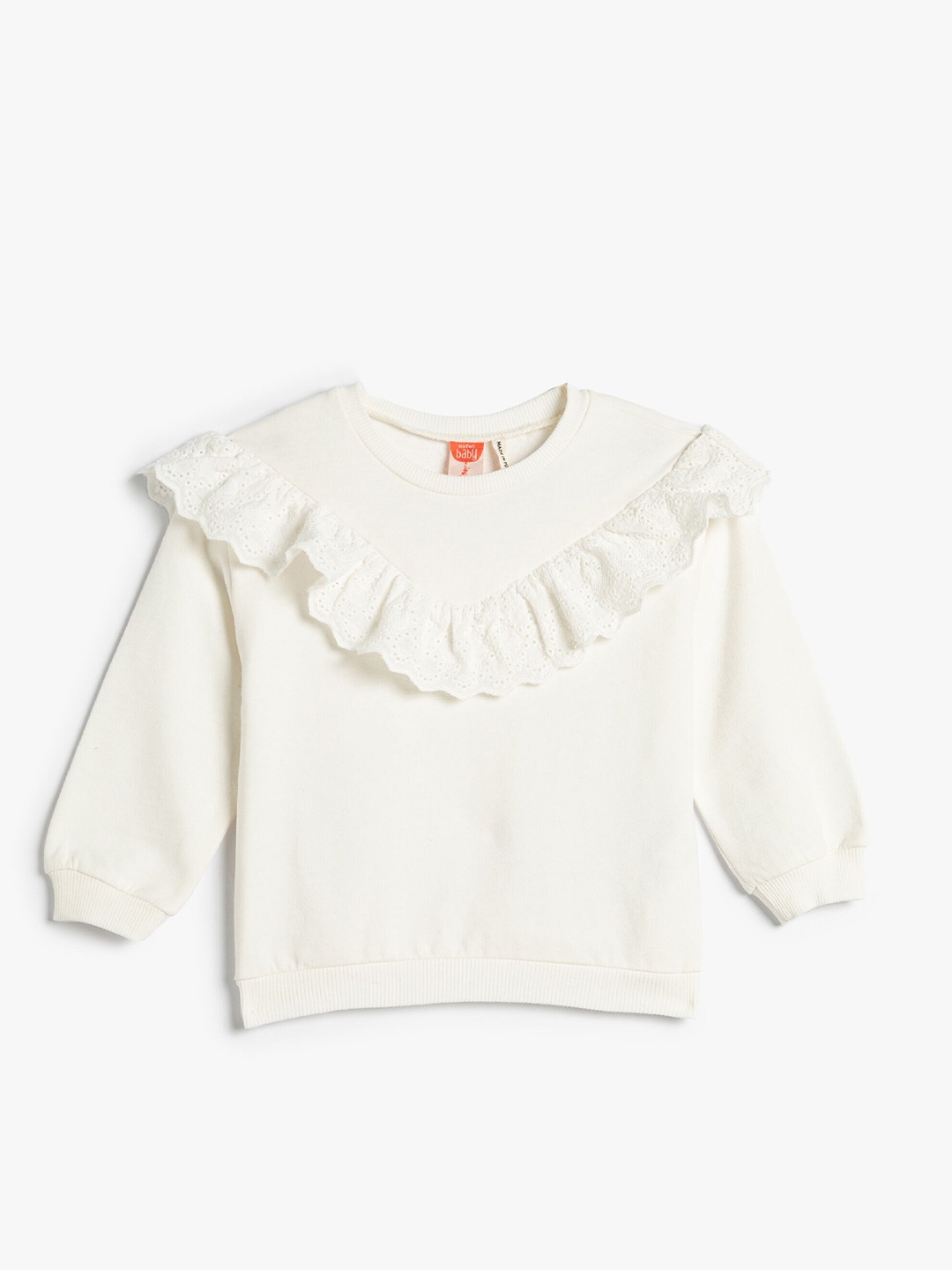 

Koton Girls Ruffled Pure Cotton Pullover, Off white