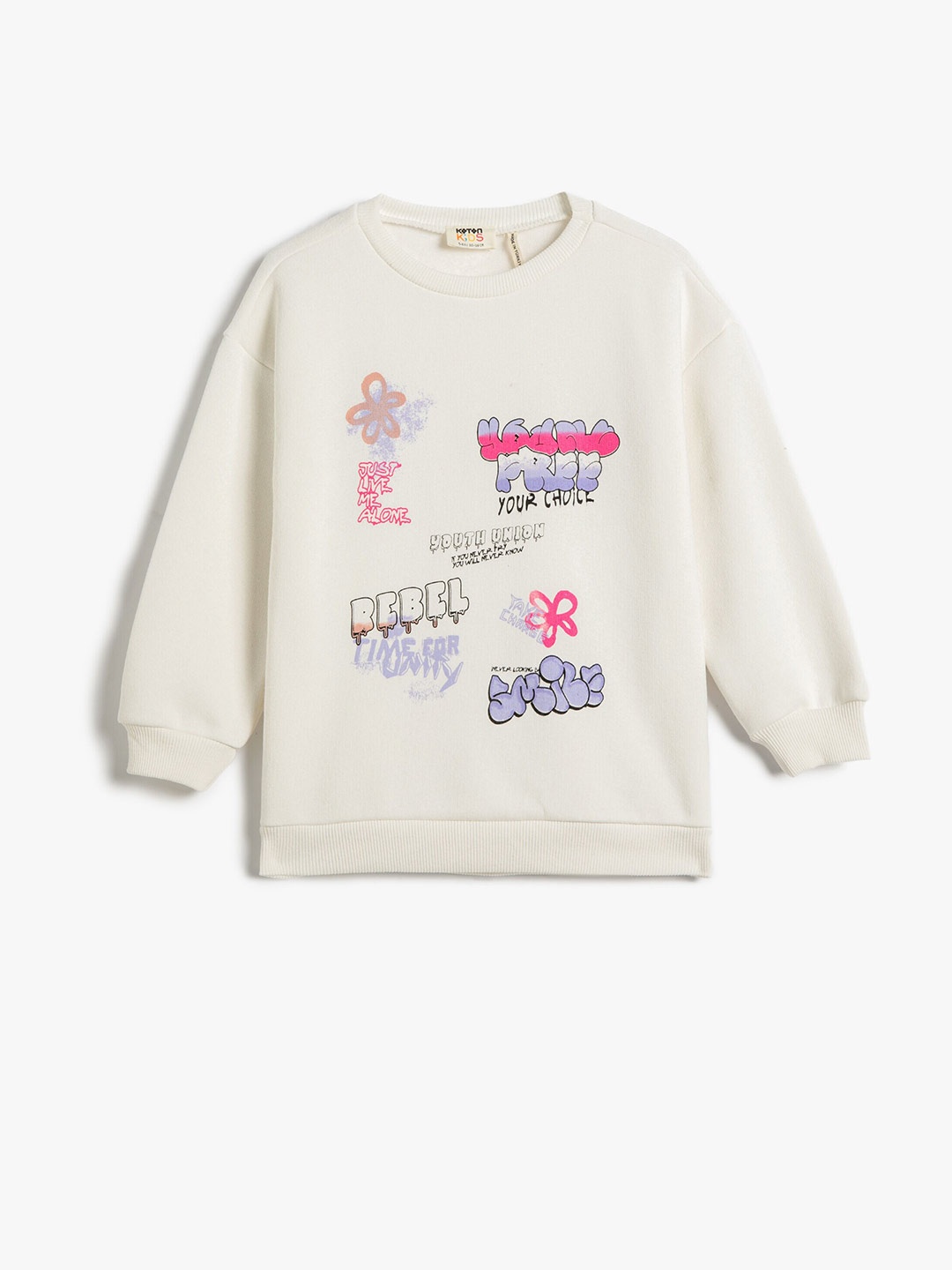 

Koton Girls Typography Printed Sweatshirt, Off white