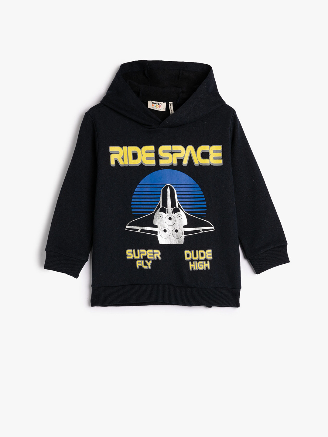 

Koton Boys Typography Printed Hooded Pullover Sweatshirt, Navy blue