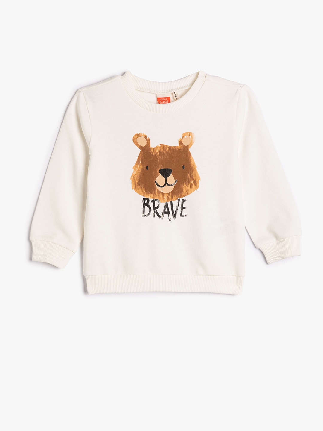 

Koton Boys Graphic Printed Pure Cotton Pullover, Beige