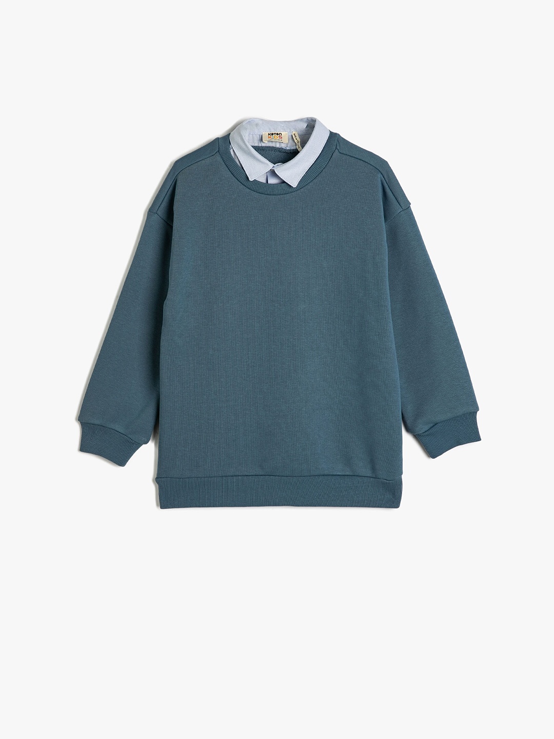 

Koton Boys Shirt Collar Pullover Sweatshirt, Blue