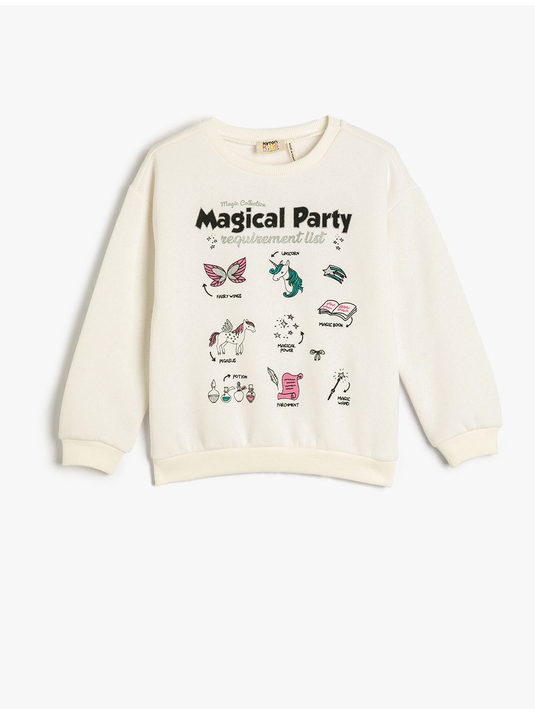 

Koton Girls Graphic Printed Pullover Sweatshirt, Beige
