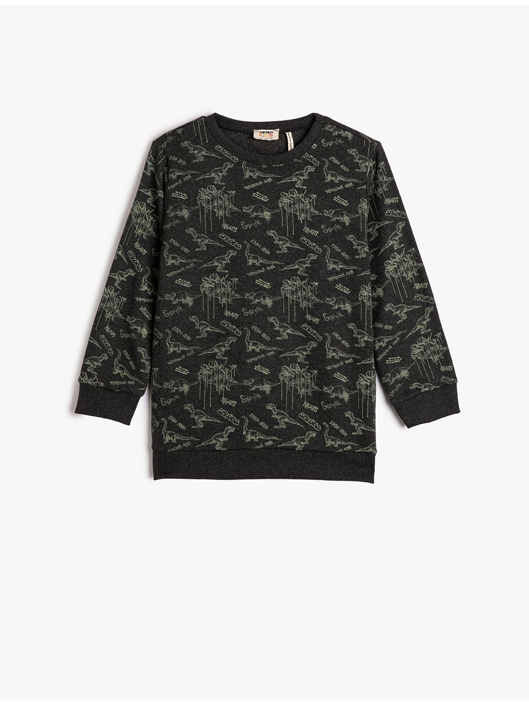 

Koton Boys Graphic Printed Pullover, Charcoal