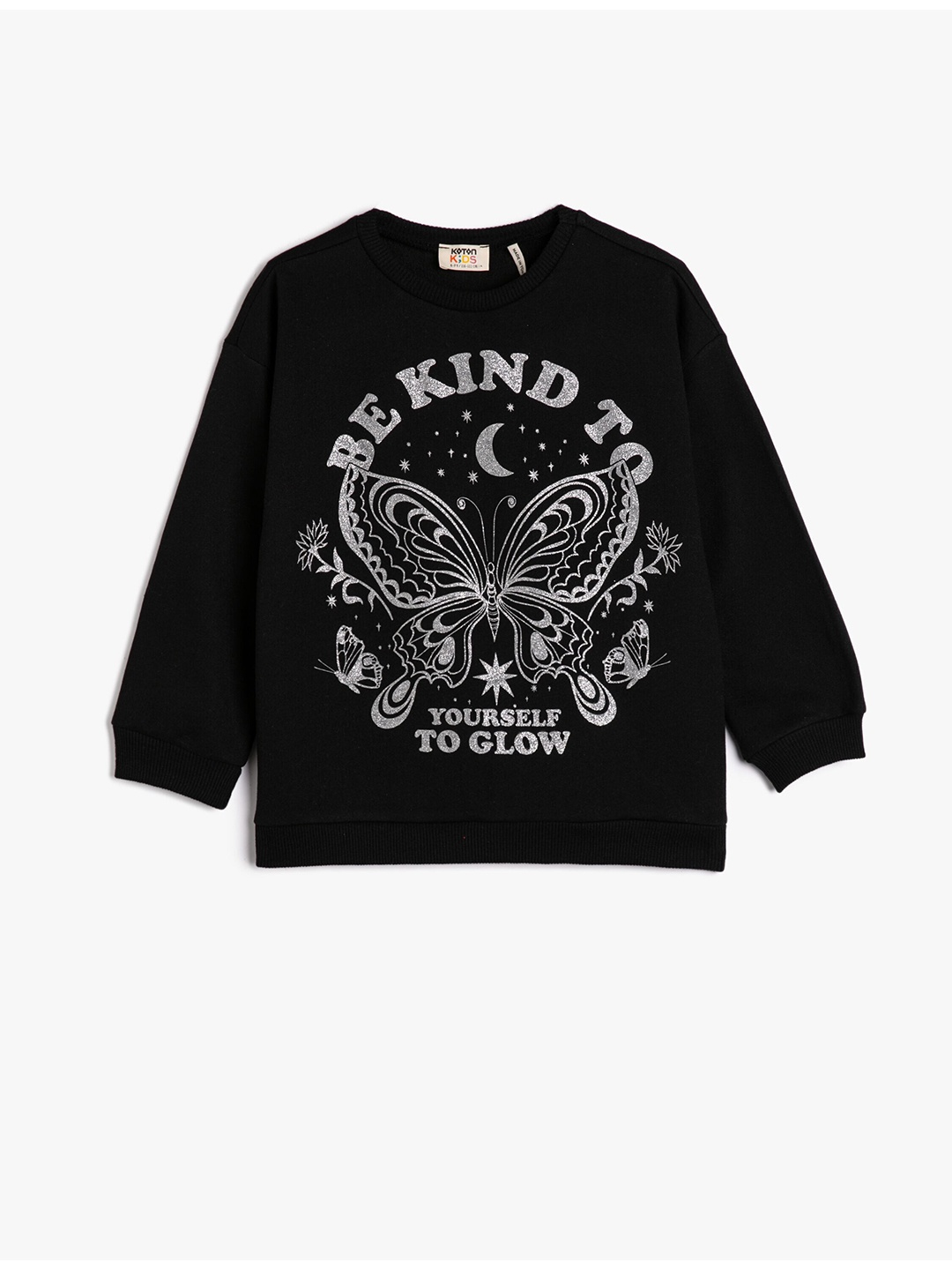 

Koton Girls Typography Printed Pullover Sweatshirt, Black
