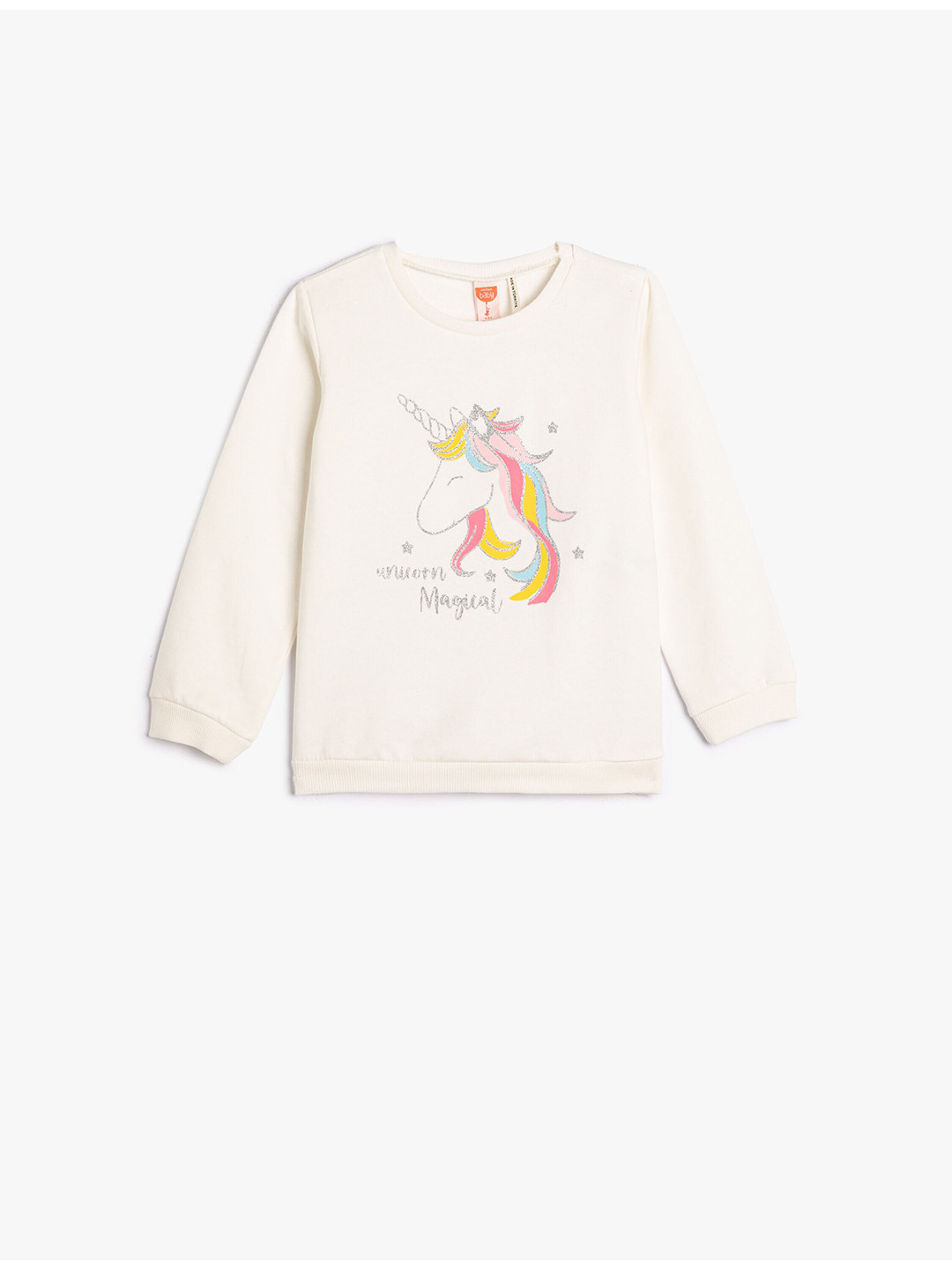 

Koton Girls Graphic Printed Pure Cotton Pullover, Beige
