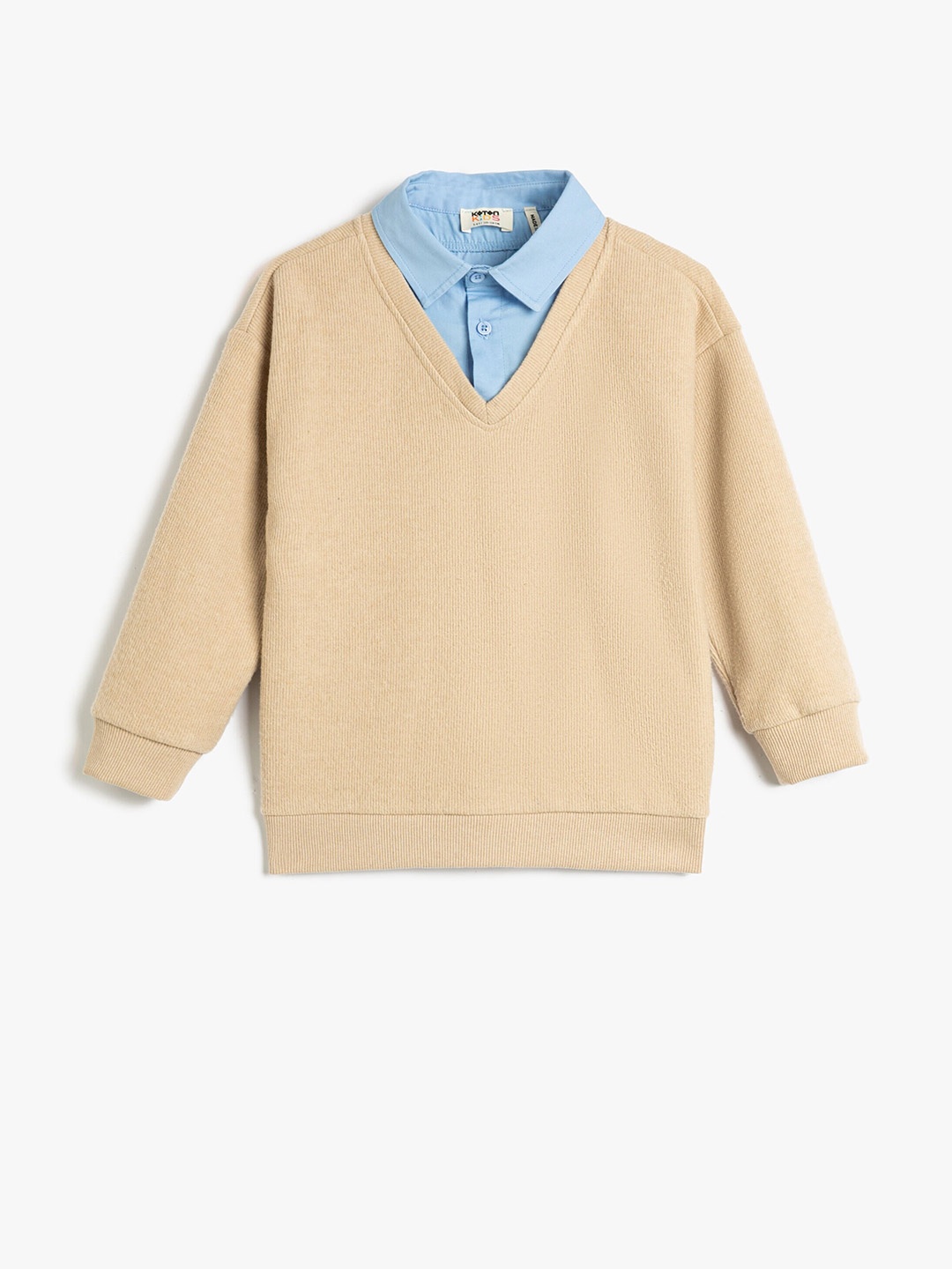 

Koton Boys Shirt Collar Pullover, Beige