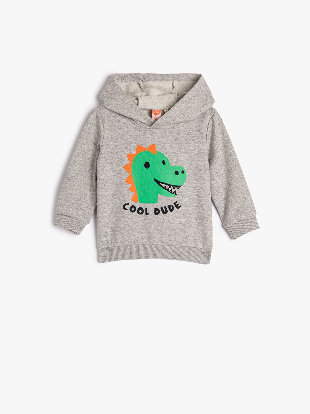

Koton Boys Humour And Comic Printed Hooded Pullover, Grey