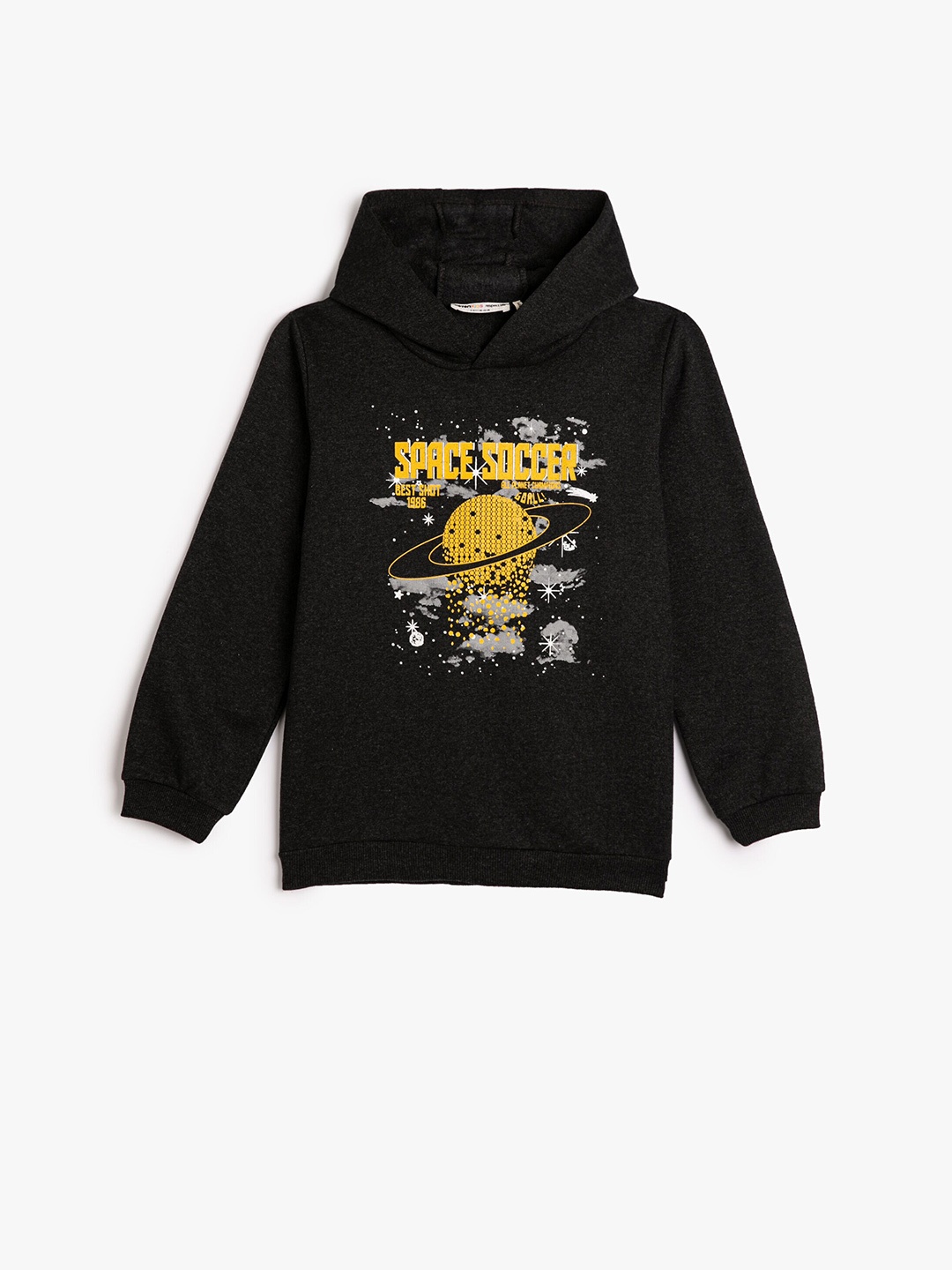 

Koton Boys Graphic Printed Hooded Pullover, Black