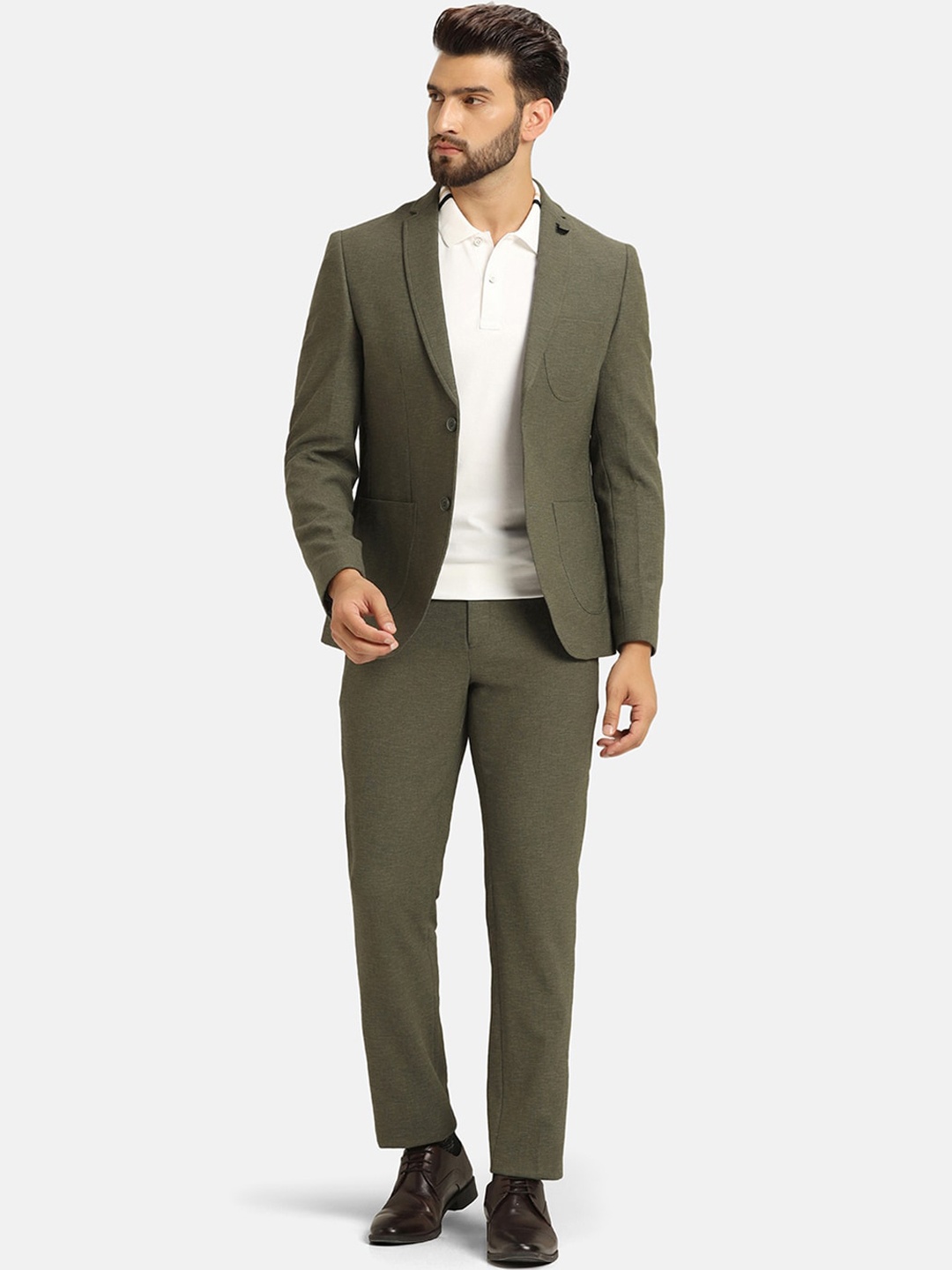 

Blackberrys Slim-Fit Single-Breasted Two-Piece Formal Suit, Green