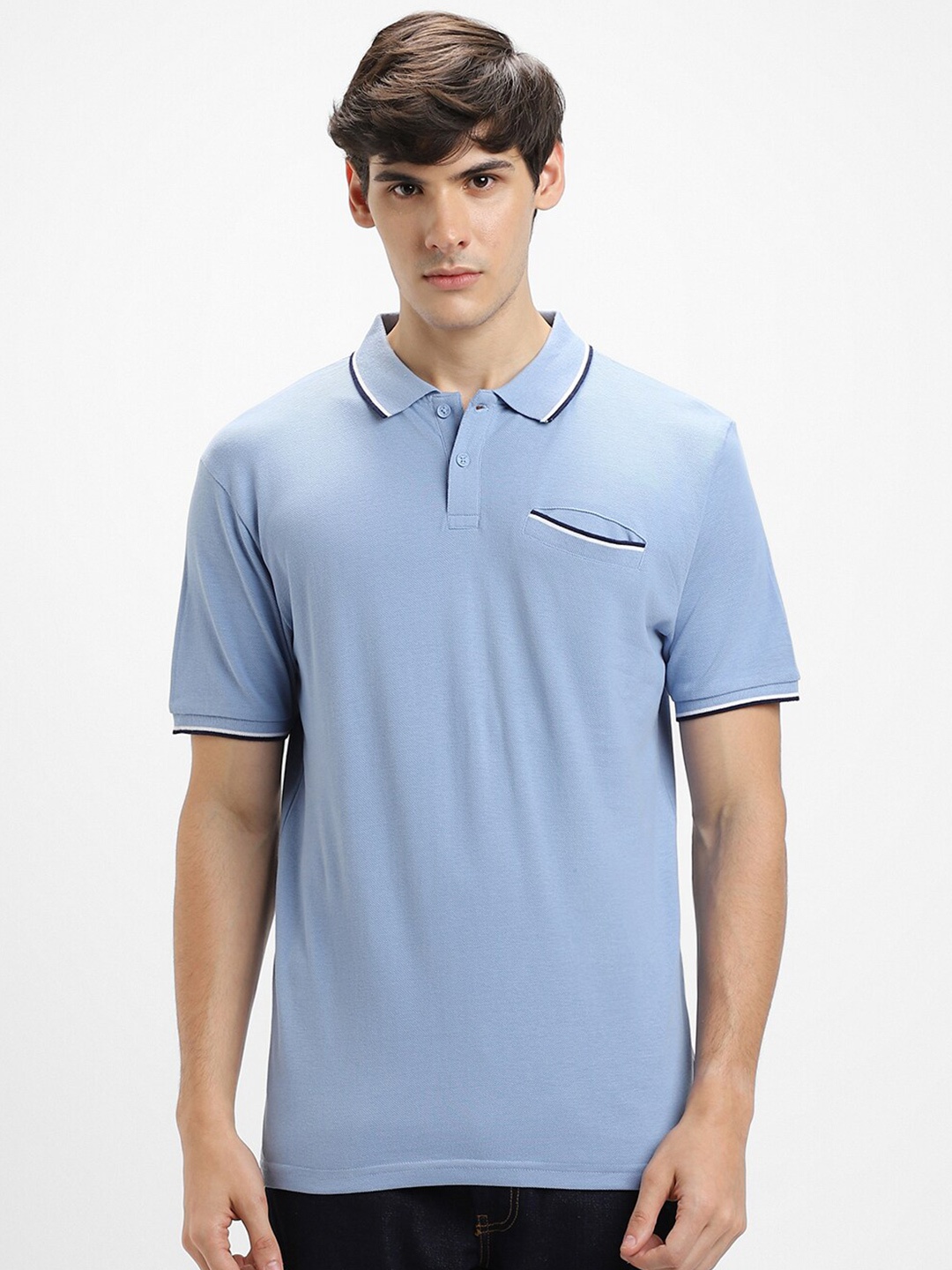 

Dennis Lingo Polo Collar Pure Cotton T-shirt, Blue