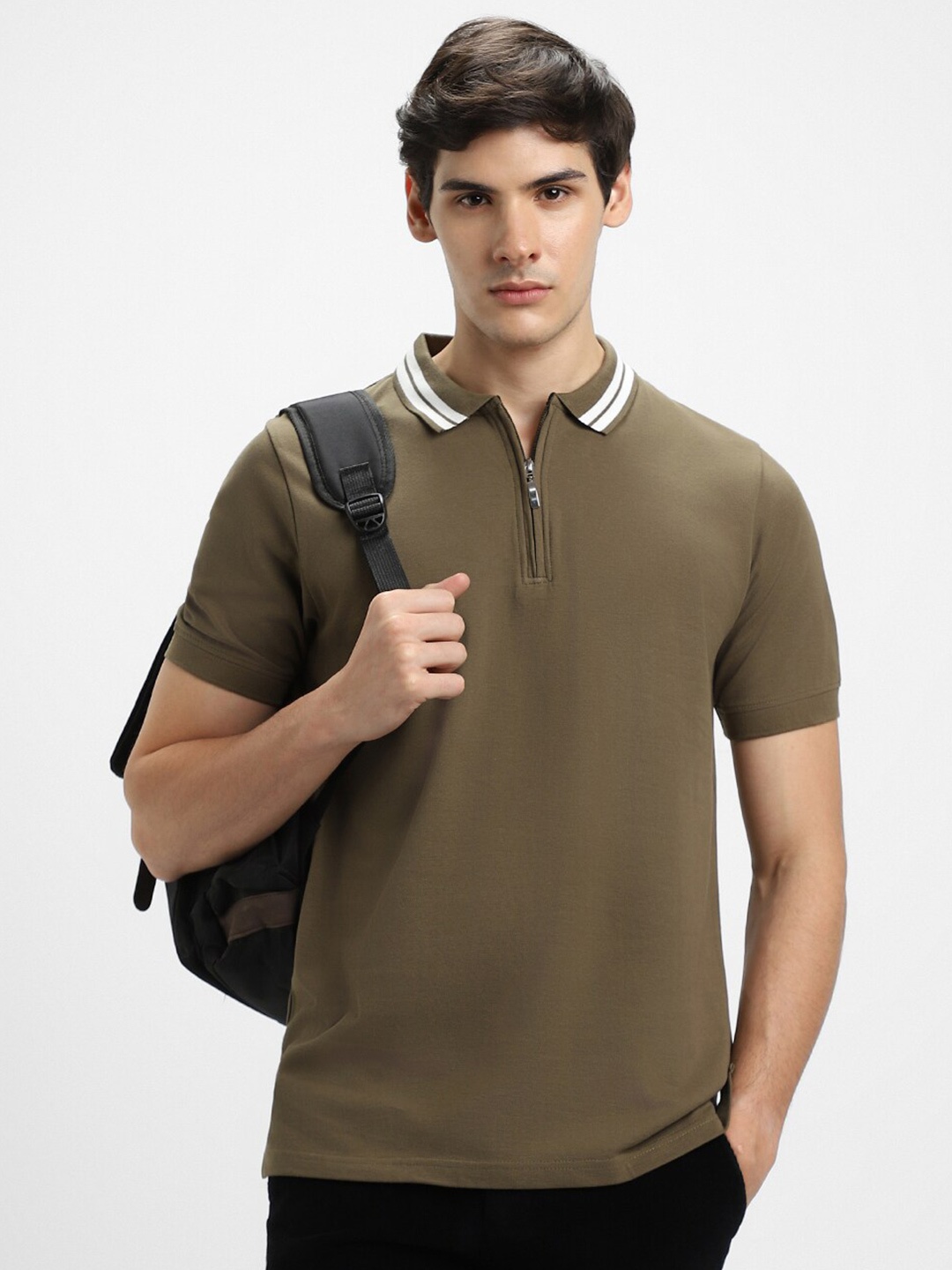 

Dennis Lingo Polo Collar Regular Fit Cotton T-shirt, Olive