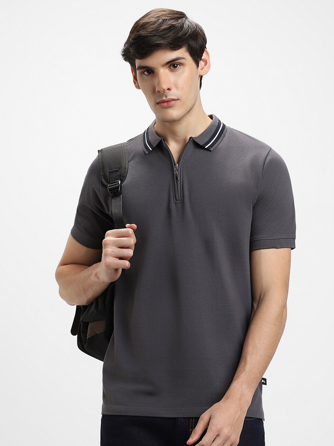 

Dennis Lingo Polo Collar Pure Cotton T-shirt, Charcoal